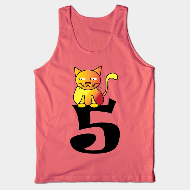 Gift for 5 Year Old Cat 5th Birthday Toddler Kids Girls Tank Top by ArticArtac